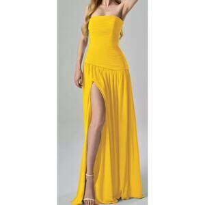 AW BRIDAL 4 S mustard yellow chiffon Safia bridesmaid party maxi dress NEW B79